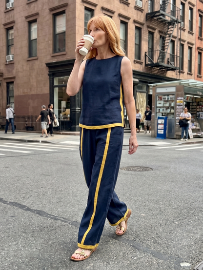 Inara | Sleeveless Top Wide Leg Contrast Pants Set