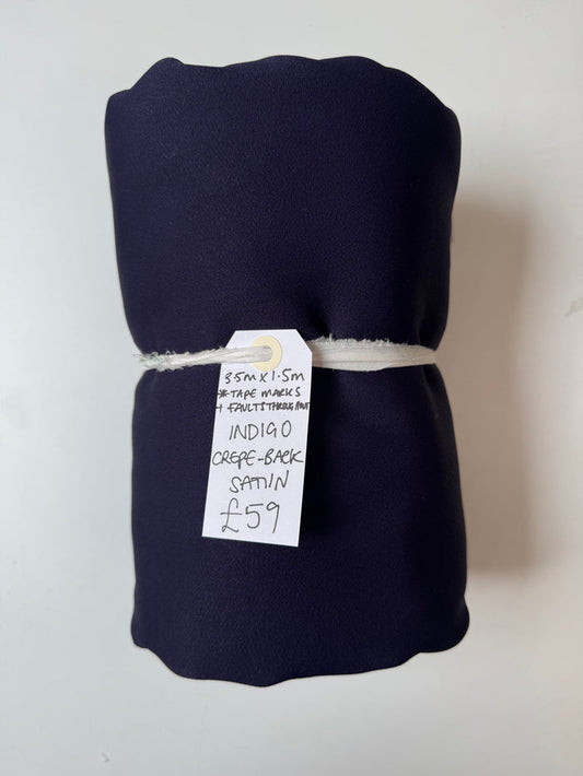 Indigo Crepe-Back Satin Remnant