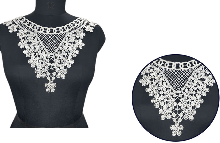 Ani Accessories decorative intricate grid design neckline applique for DIY fashion and couture styling