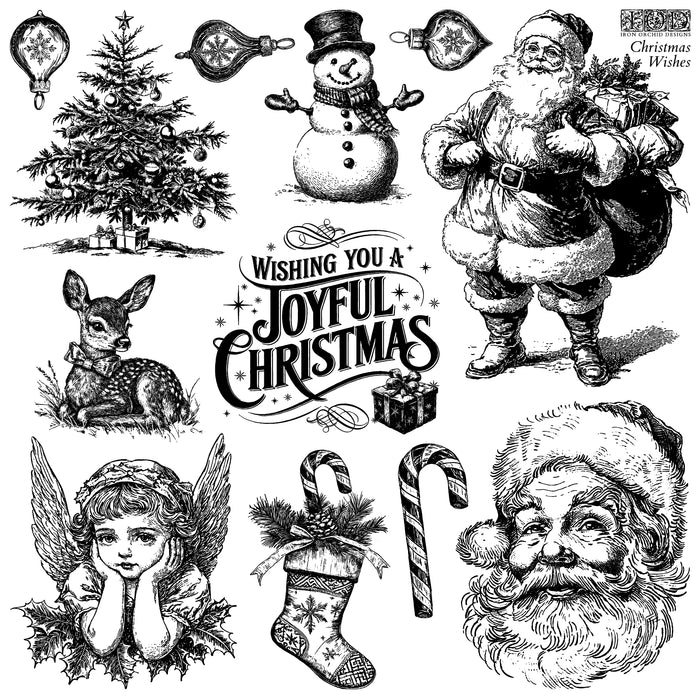 IOD Christmas Wishes 12×12 DECOR STAMP