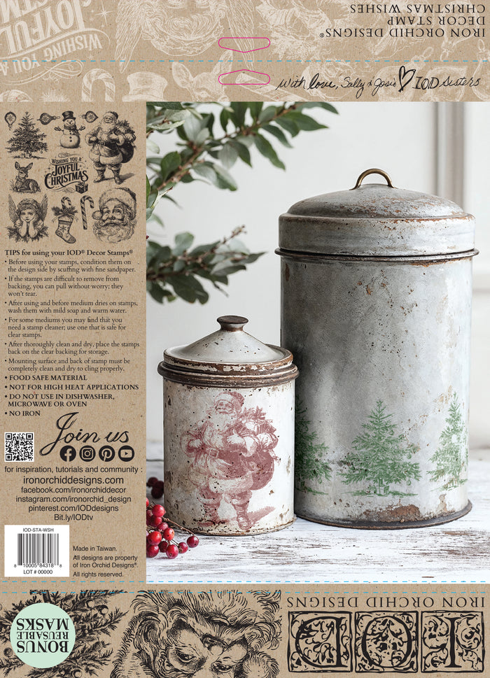 IOD Christmas Wishes 12×12 DECOR STAMP