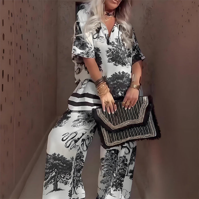 Isolde | Printed V-Neck Co-Ord Set