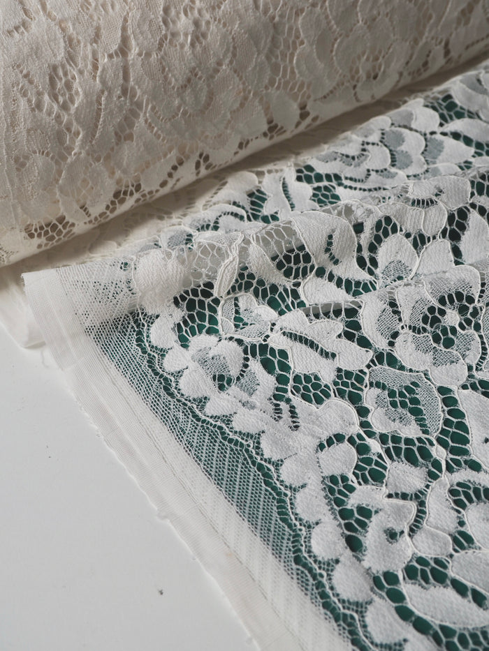 Ivory Corded Floral Scallop Lace