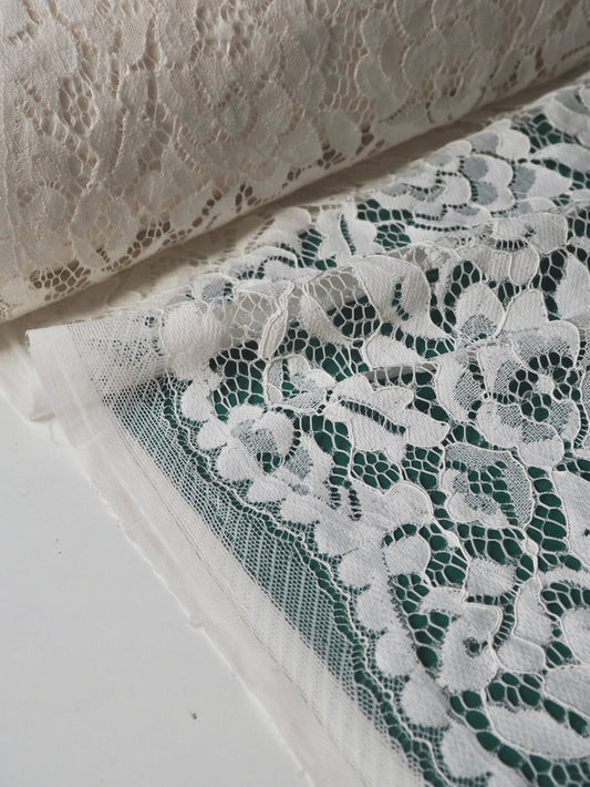 Ivory Corded Floral Scallop Lace