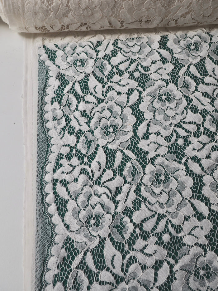 Ivory Corded Floral Scallop Lace