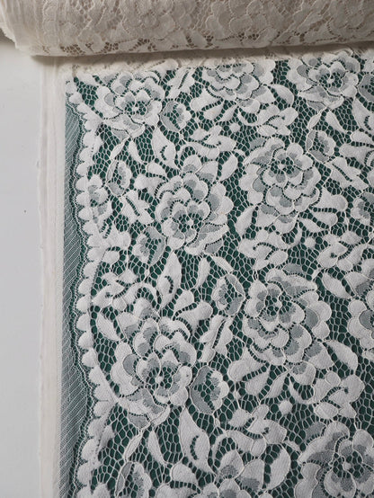 Ivory Corded Floral Scallop Lace