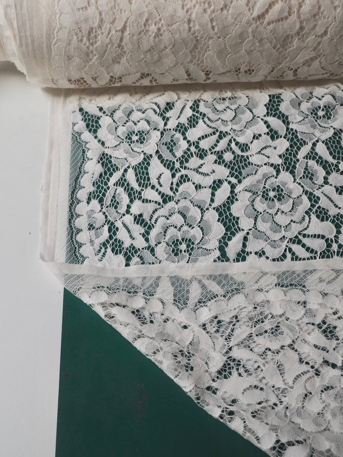 Ivory Corded Floral Scallop Lace