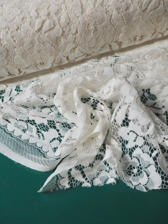 Ivory Corded Floral Scallop Lace