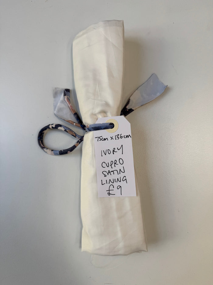 Ivory Cupro Satin Lining Remnant
