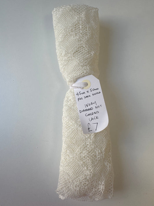Ivory Diamond Net Corded Lace Remnant