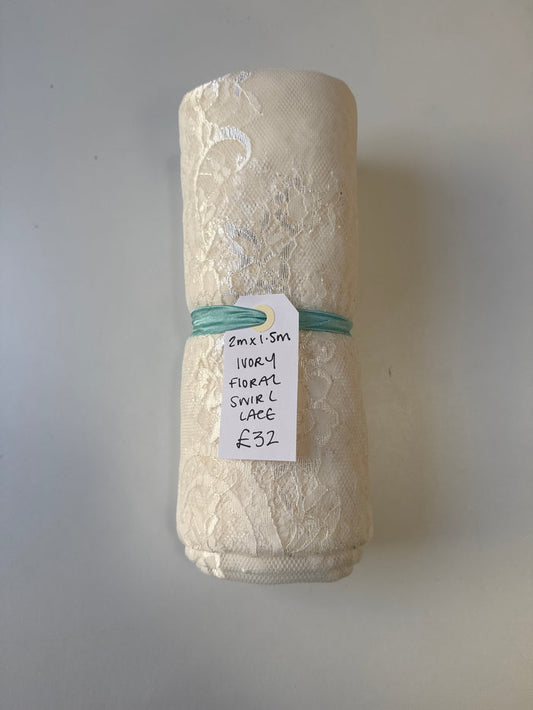 Ivory Floral Swirl Lace Remnant