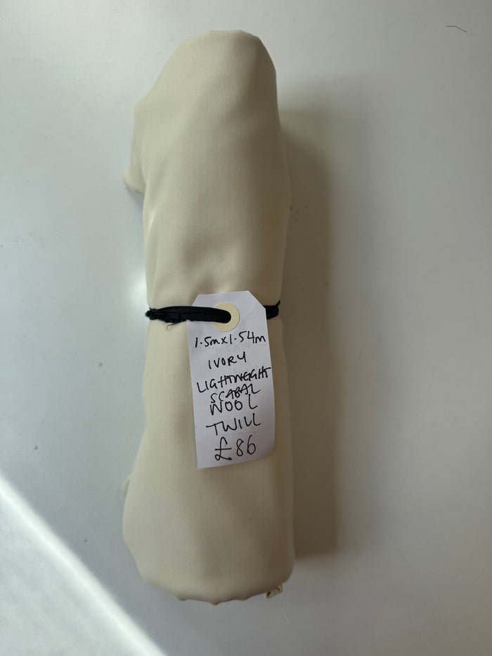 Ivory Lightweight Scabal Wool Twill Remnant
