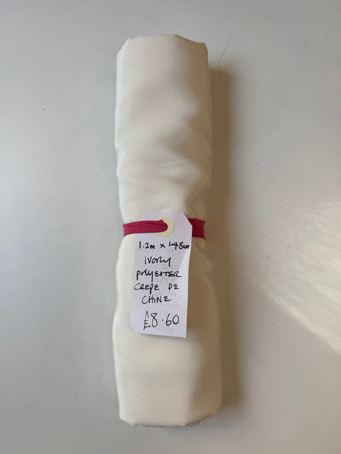 Ivory Polyester Crepe De Chine Remnant