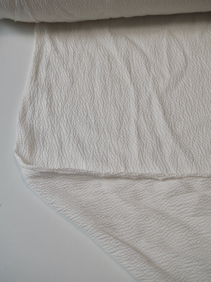 Ivory Seersucker Silk Satin