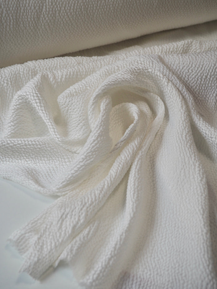 Ivory Seersucker Silk Satin