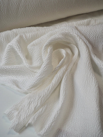 Ivory Seersucker Silk Satin