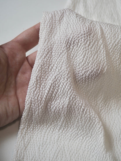 Ivory Seersucker Silk Satin