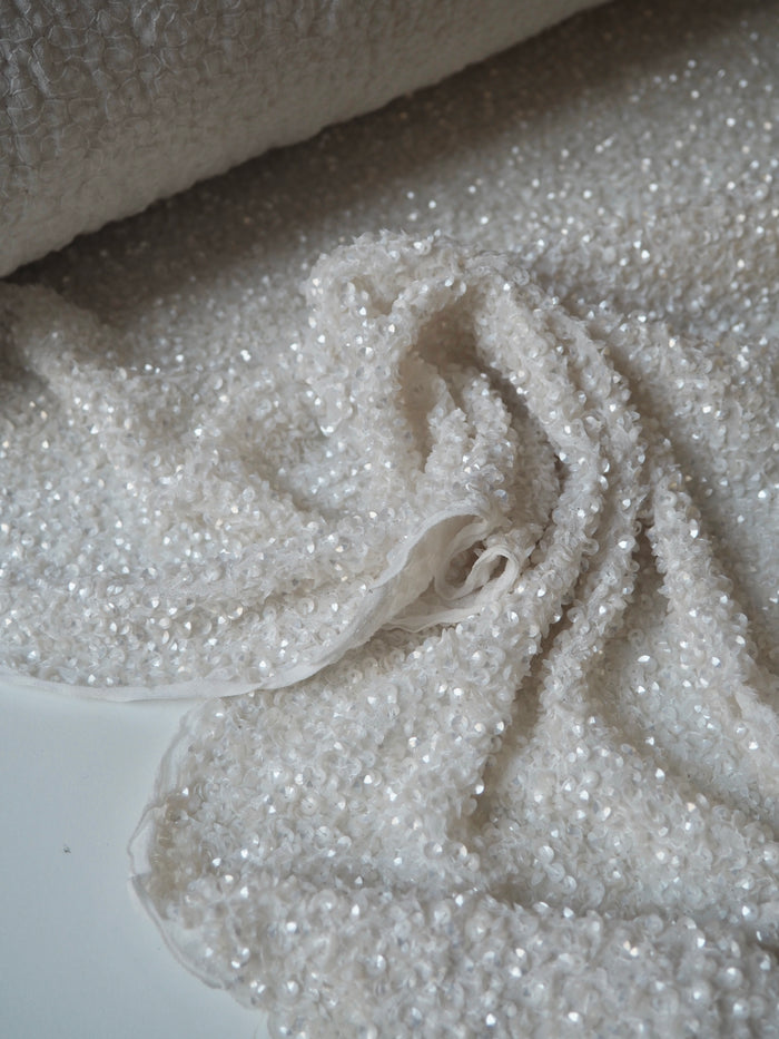 Ivory Sequin Beaded Chiffon