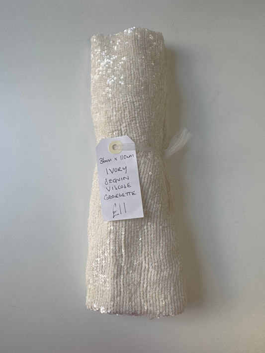 Ivory Sequin Viscose Georgette Remnant
