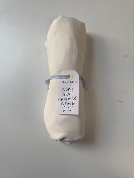 Ivory Silk Crepe de Chine Remnant