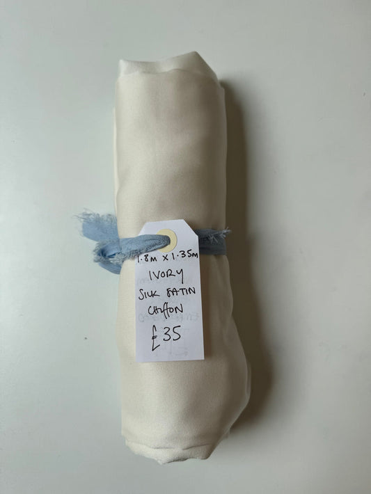 Ivory Silk Satin Chiffon Remnant