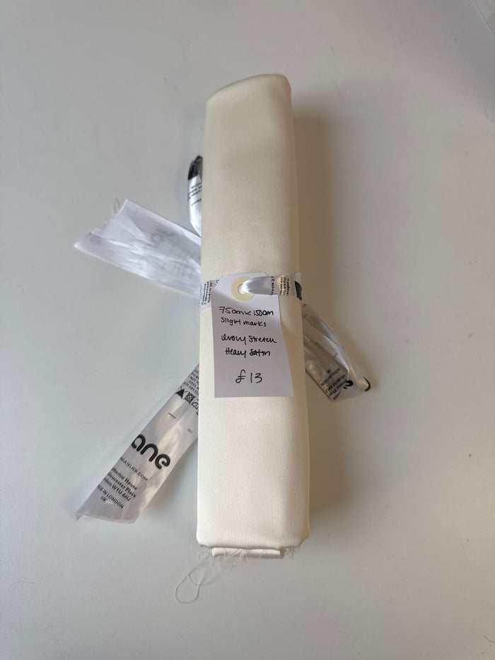 Ivory Stretch Heavy Satin Remnant