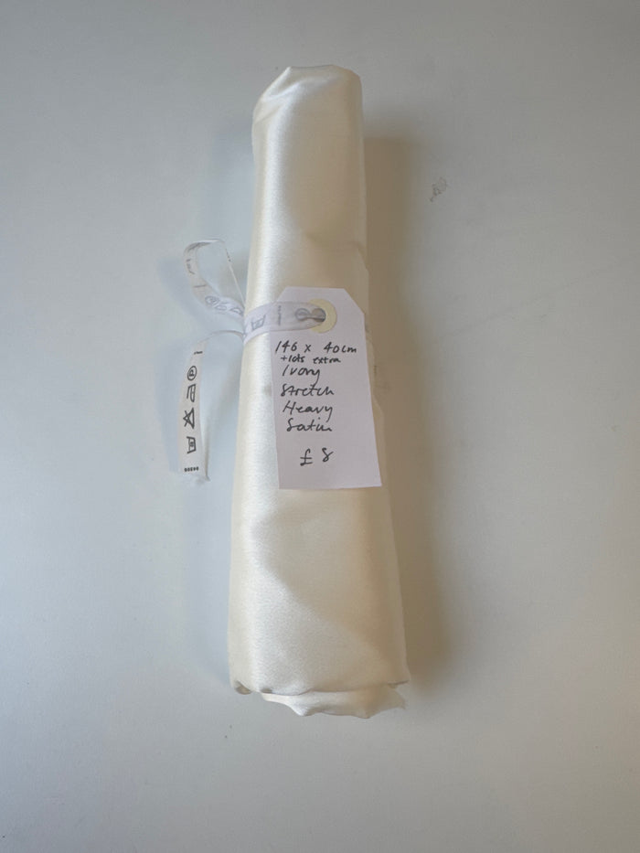 Ivory Stretch Heavy Satin Remnant