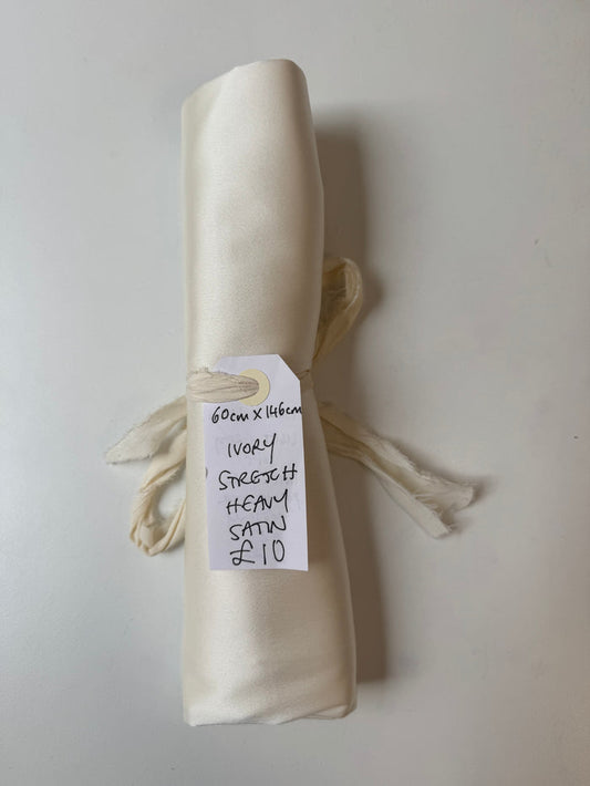 Ivory Stretch Heavy Satin Remnant