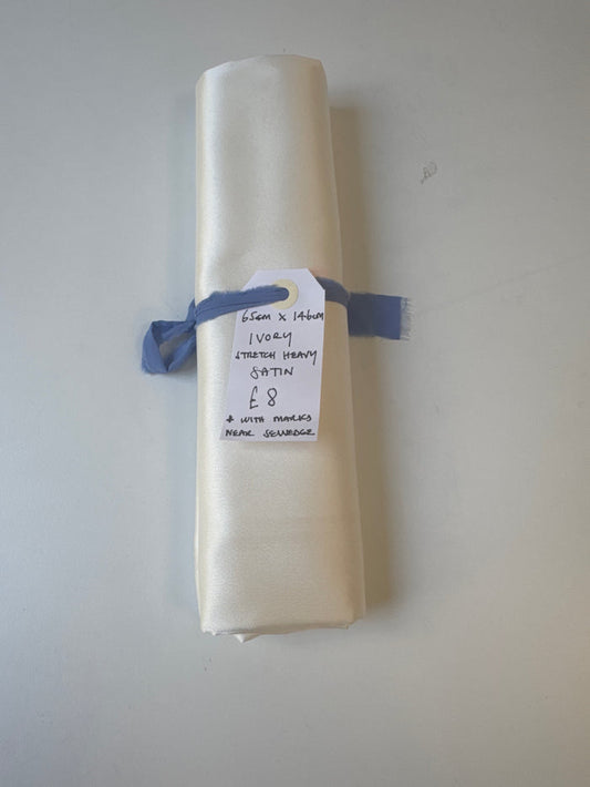 Ivory Stretch Heavy Satin Remnant