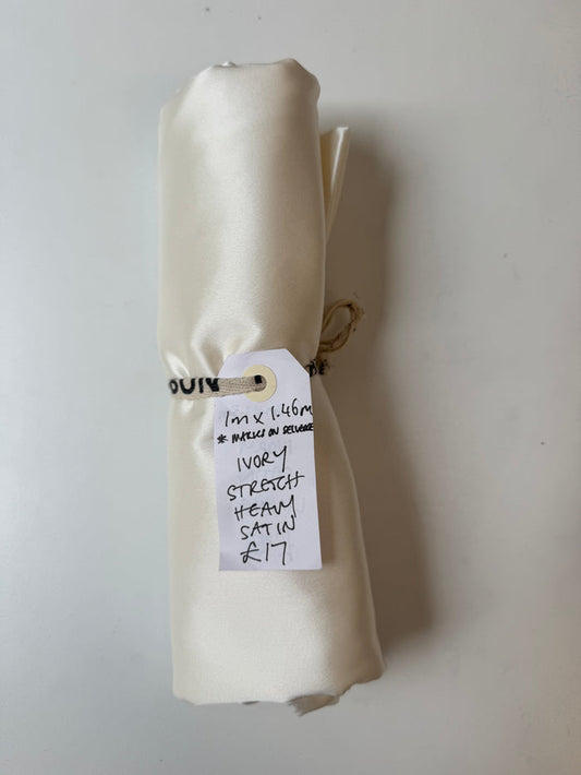 Ivory Stretch Heavy Satin Remnant