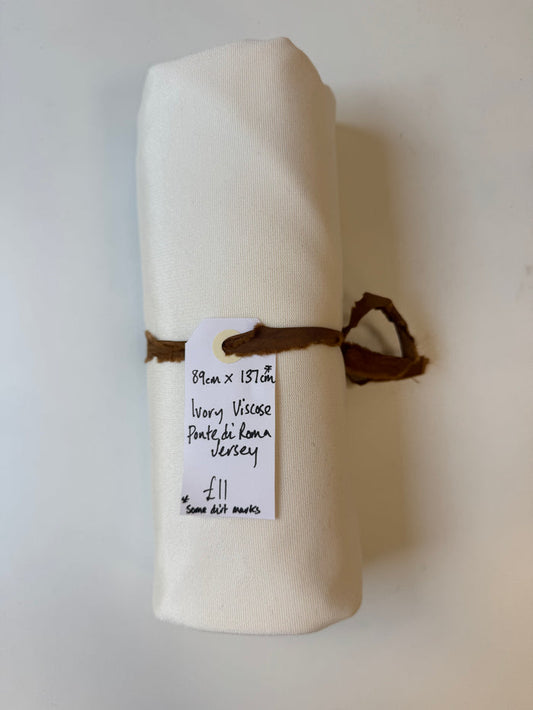 Ivory Viscose Ponte Di Roma Jersey Remnant