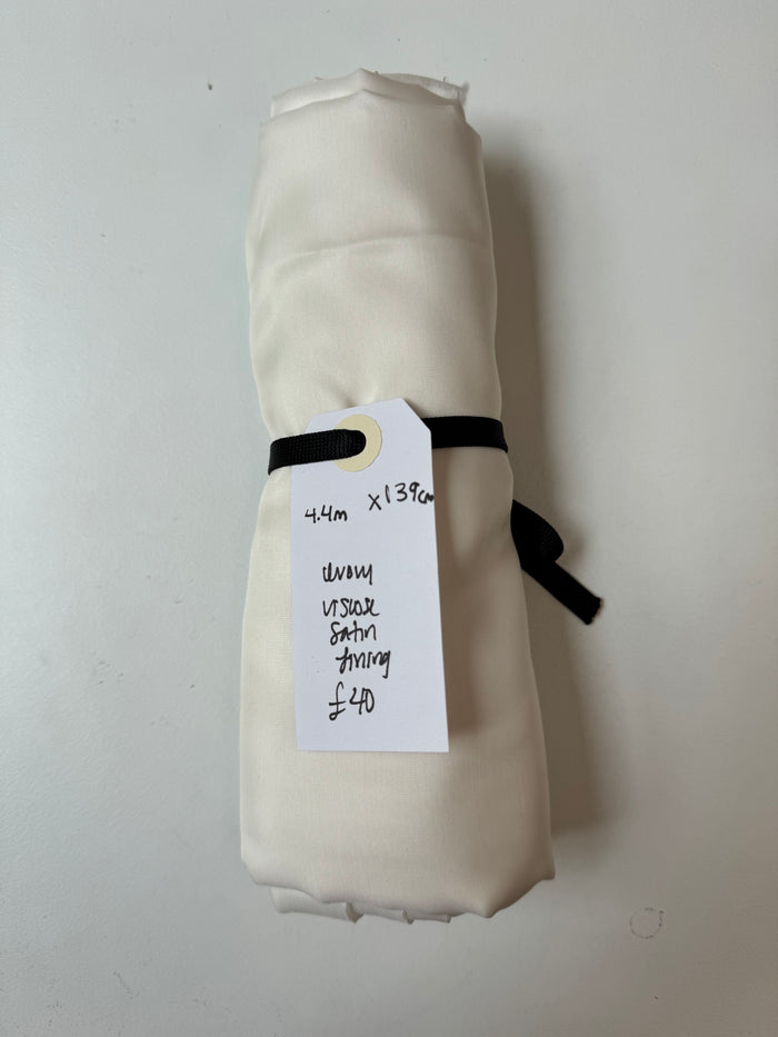 Ivory Viscose Satin Lining Remnant