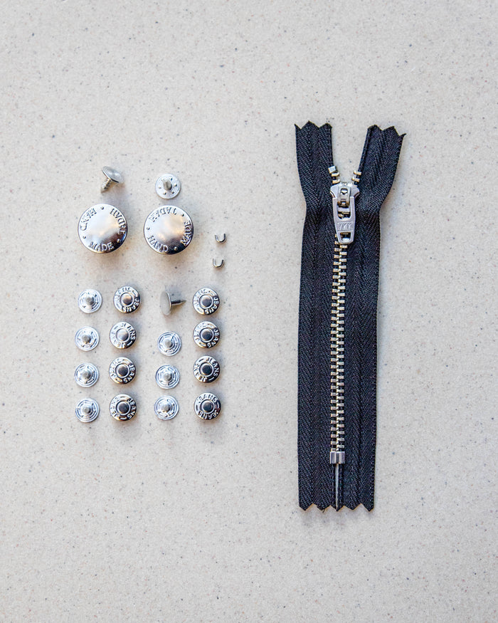 Black Zip Tape + Silver Hardware
