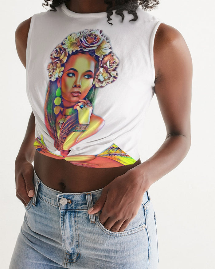 Kam Women's  All-Over Print Twist-Front Tank