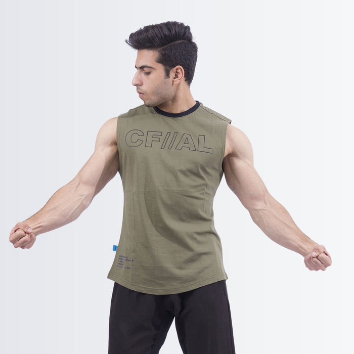 Khaki Graphic Tank top
