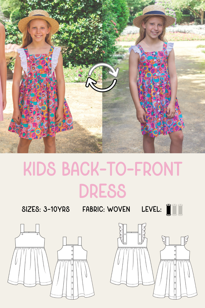 Kids Back to Front Dress Sewing Pattern