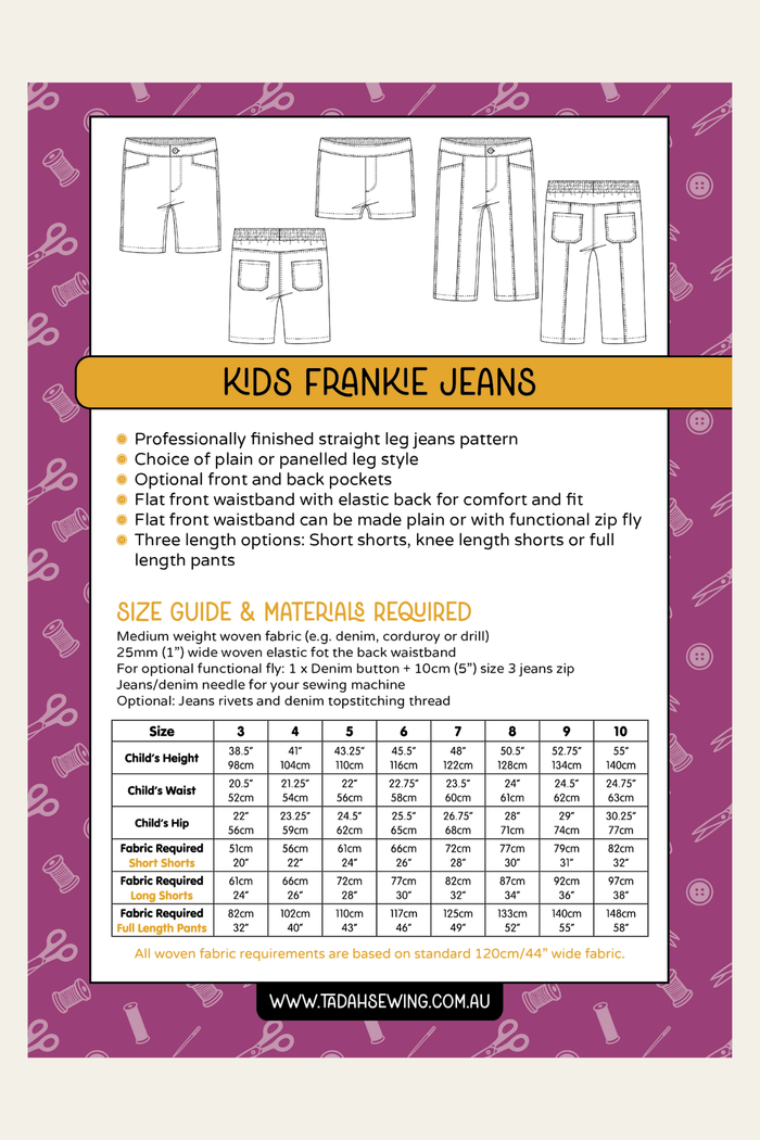 Kids Frankie Jeans Sewing Pattern