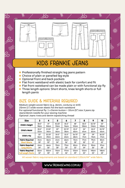 Kids Frankie Jeans Sewing Pattern