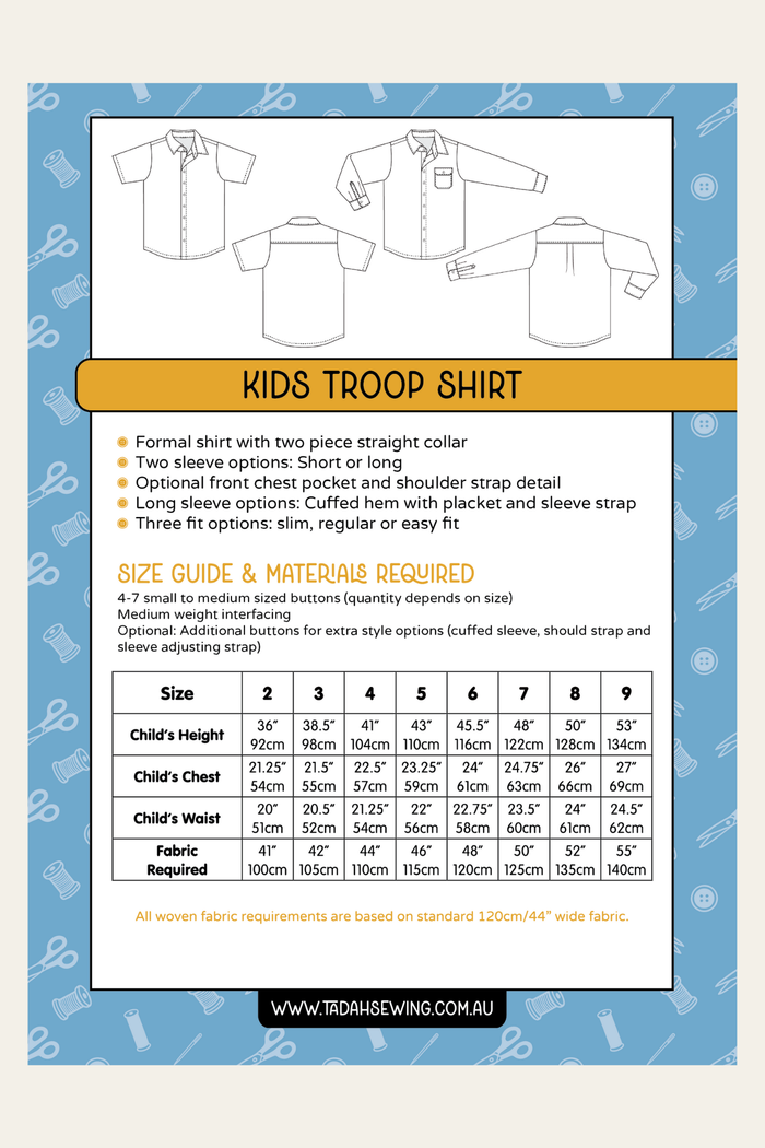 Kids Troop Shirt Sewing Pattern