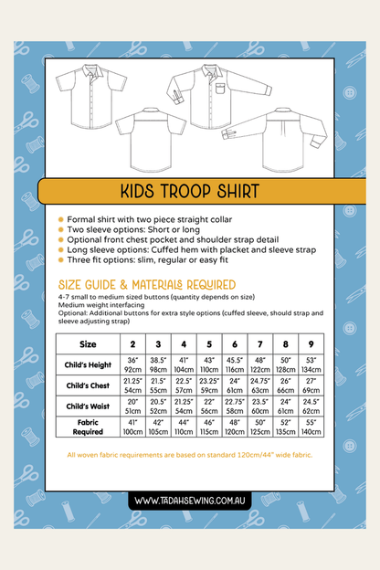Kids Troop Shirt Sewing Pattern