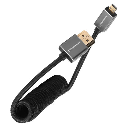Kondor Blue Micro-HDMI to HDMI Cable - 12"-24" Braided Coiled