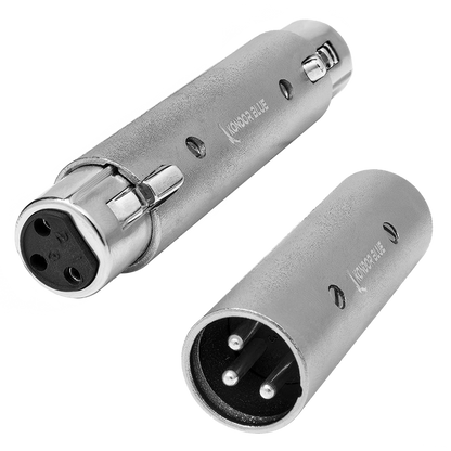 Kondor Blue Pair of XLR Adapters Male to Male & Female to Female 3 Pin Adapters