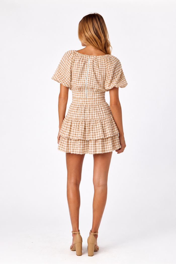 Kylie Mini Skirt Tan Gingham