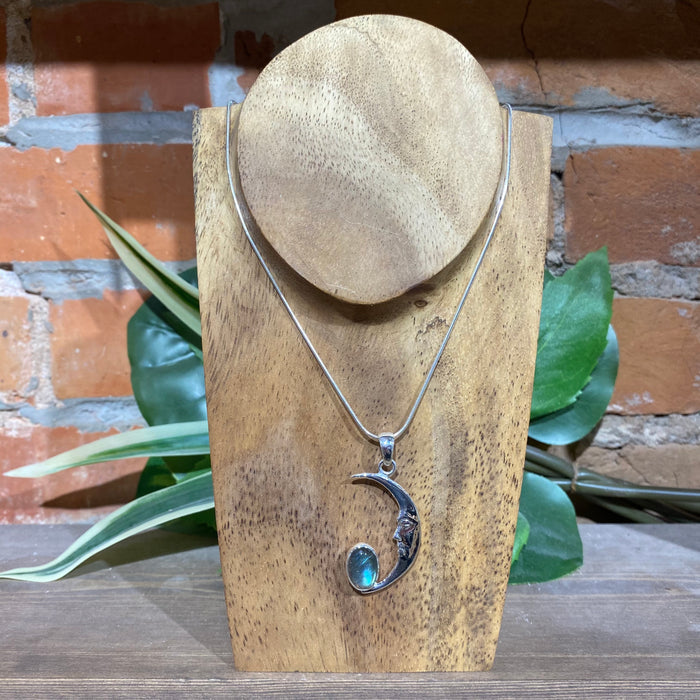 Labradorite Moon Pendant