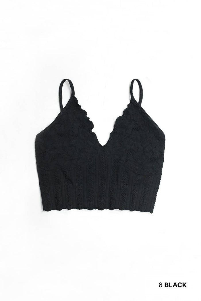 Lace Textured Bralette ~ Black