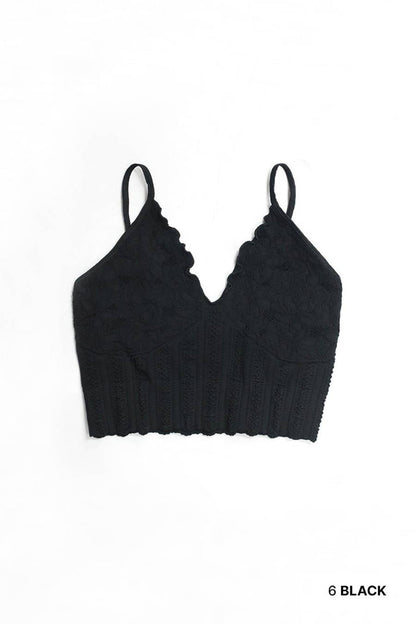 Lace Textured Bralette ~ Black