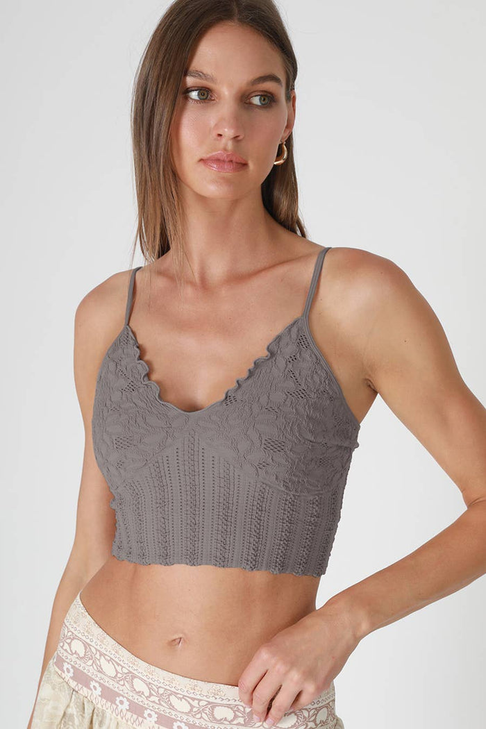 Lace Textured Bralette ~ Black