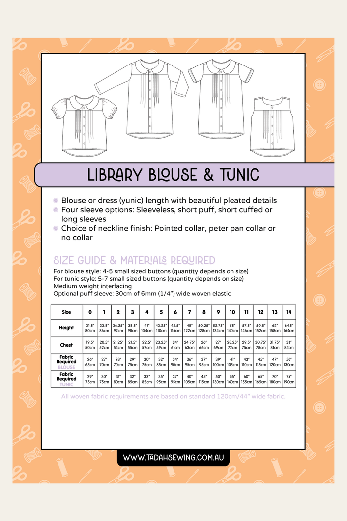 Library Blouse & Tunic Sewing Pattern