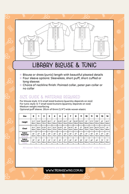 Library Blouse & Tunic Sewing Pattern