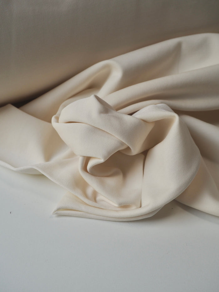 Light Cream Viscose Circular Crepe Jersey